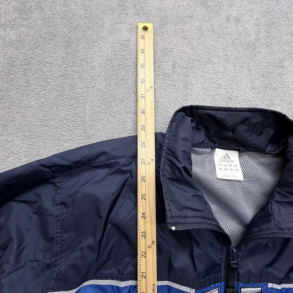 Vintage Adidas Jacket Mens L Blue Colorblock Windbreaker Full Zip Lined